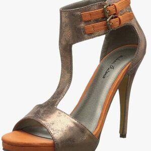 Michael Antonio Bronze Metallic and Orange Heel
